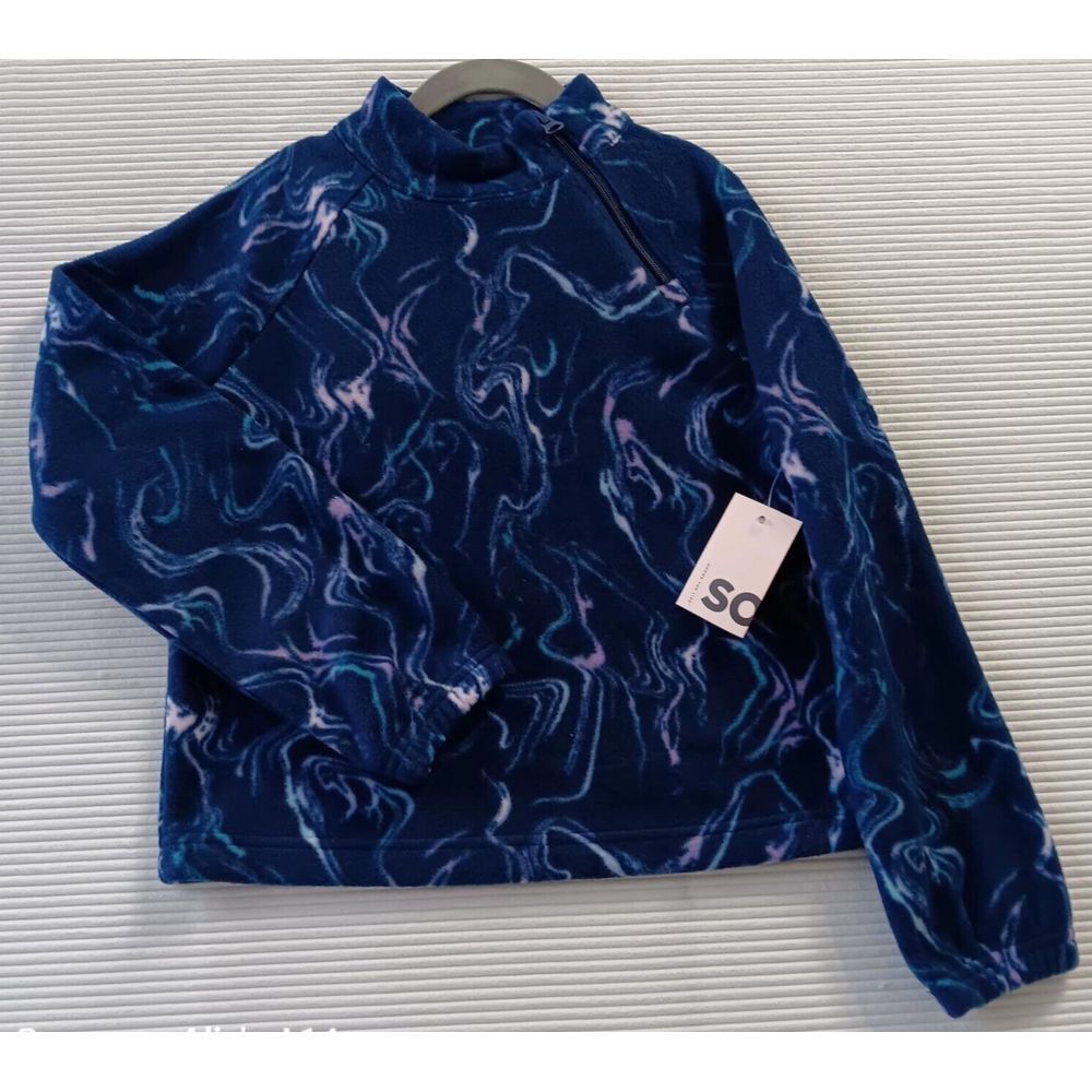SO Goods For Life Navy Marble Sweater Kids  Small Asymmetric diver‎ closure